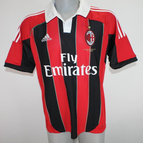 adidas Other - Adidas AC Milan #11 Men's L Red/Black Pullover S/S Soccer Football Jersey Shirt